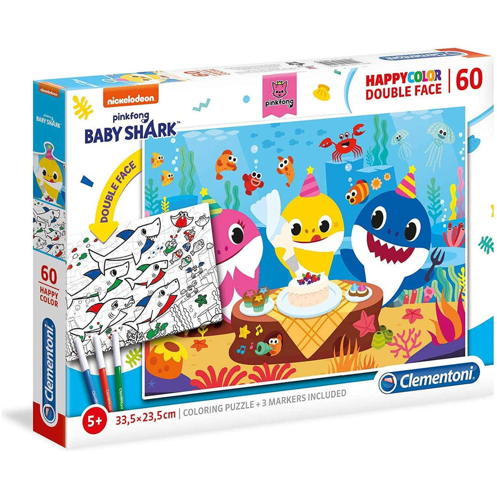 BABY SHARK DOUBLE FACE COLOURING 60PCS PUZZLE    [26095]