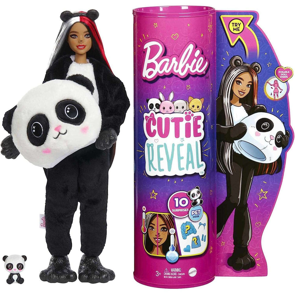 BARBIE CUTIE REVEAL PANDA PLUSH COSTUME DOLL WITH PET, COLOUR CHANGE  [HHG22]